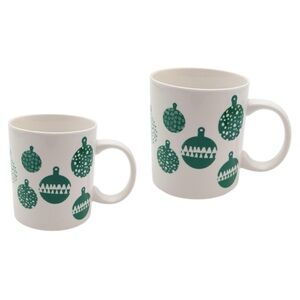 STARBUCKS Set of 2 Festive White and Green Ornament Mugs